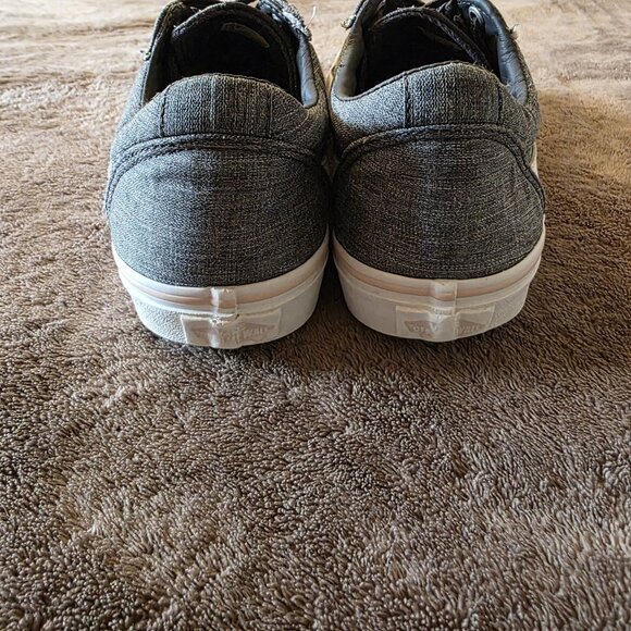 Vans Old Skool Gray Chambray Canvas Sneakers Women’s 8 Low Top Shoes - Picture 10 of 13